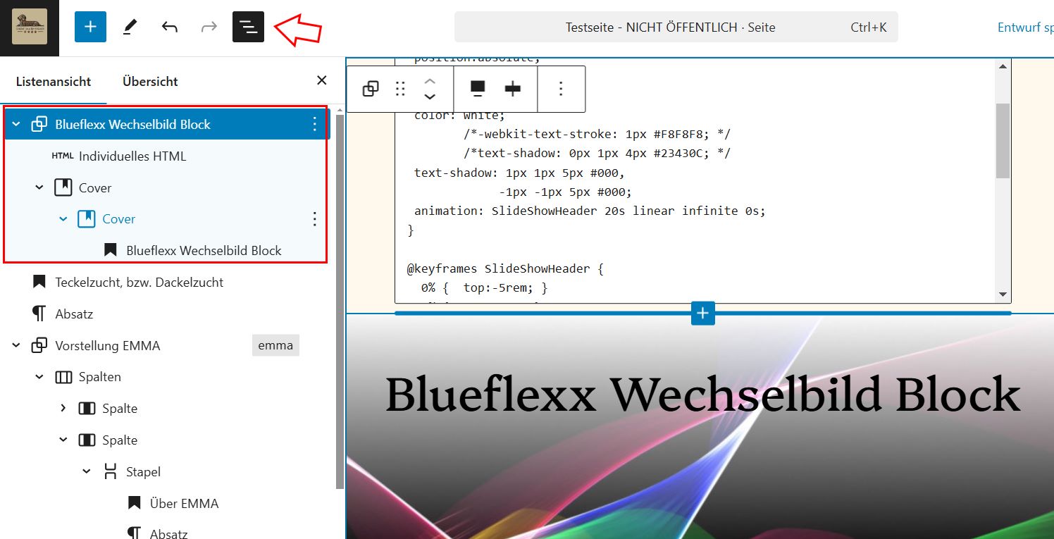 Blueflexx WordPress Wechselbild Block